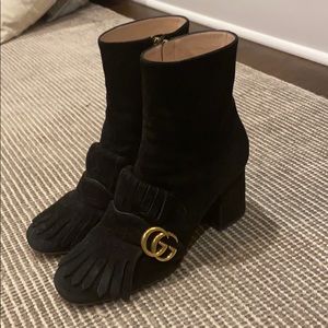 Gucci Suede Marmont fringe boots